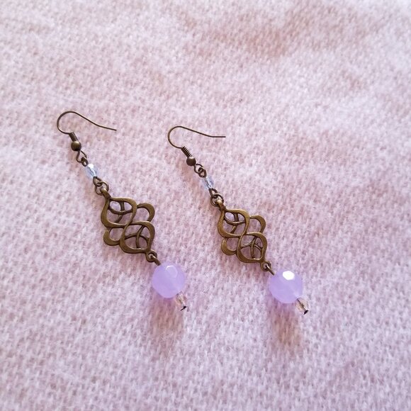 New Handmade Earrings with purple cryatals - Picture 4 of 5